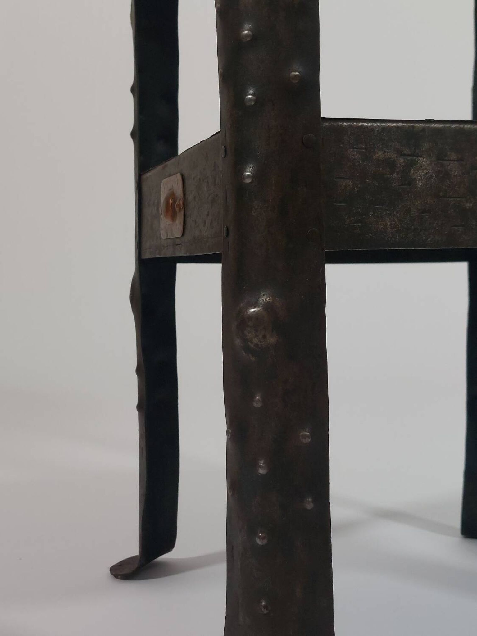 Antique Viennese side table handcrafted in wrought iron.
