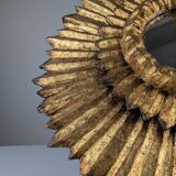 Double-Layered Sunburst Mirror in Wood and Gold Leaf