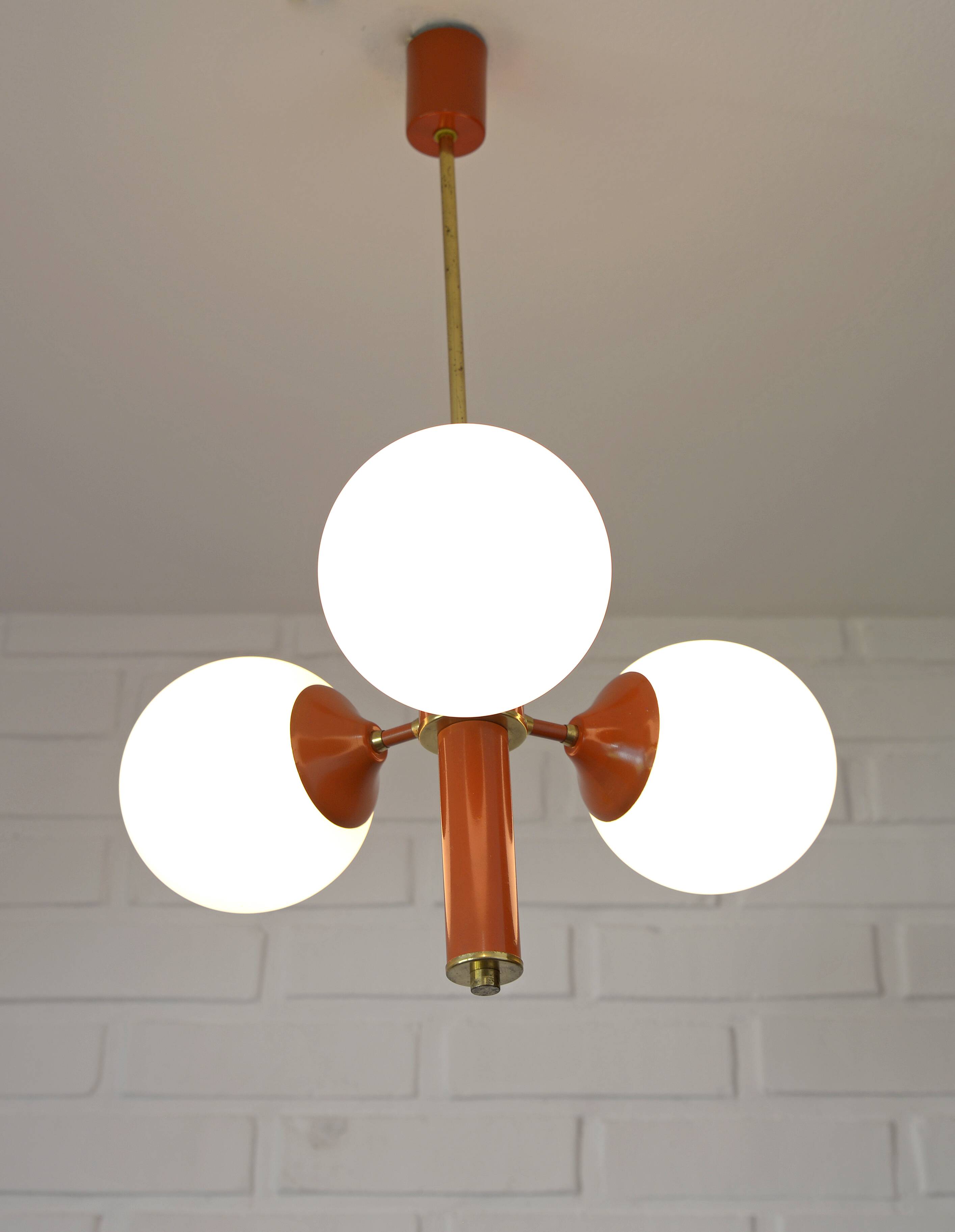 Lustre Spoutnik vintage suspendu Space Age orange rétro éclairage de plafond