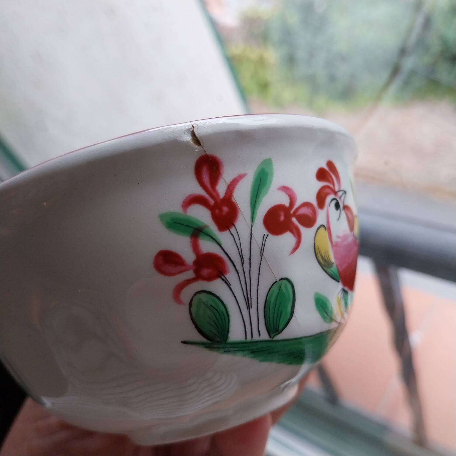 St Clement France earthenware cups, Le Cop decor
