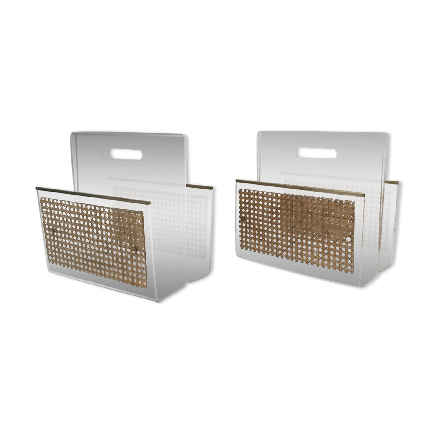 Pair of plexiglass magazine holders