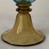 5 glasses in amber and blue crystal George Sand diabolos 19th century