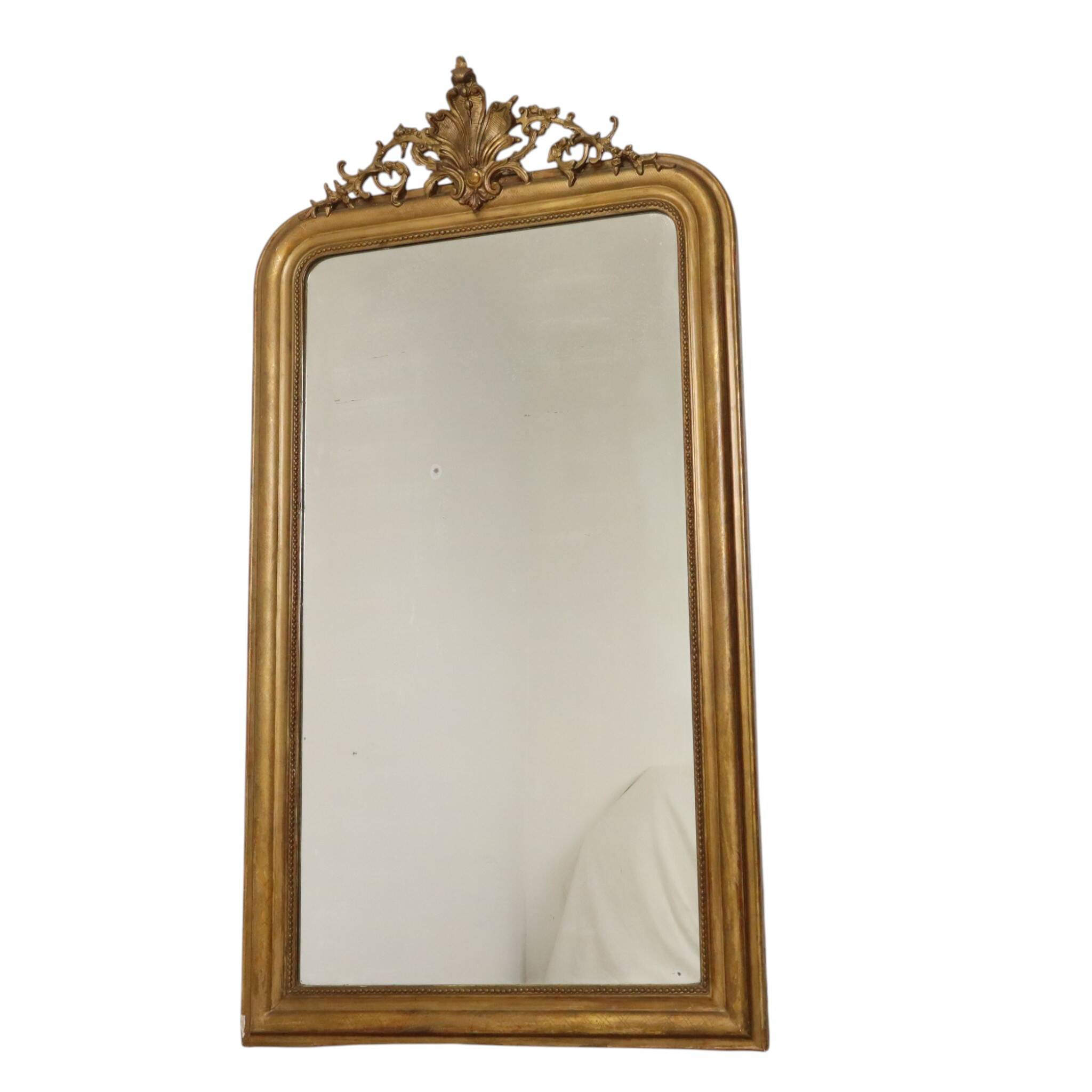 Miroir doré français Louis Philippe antique, fin du 19e siècle