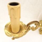 Pair of sconces in gilded bronze double candles