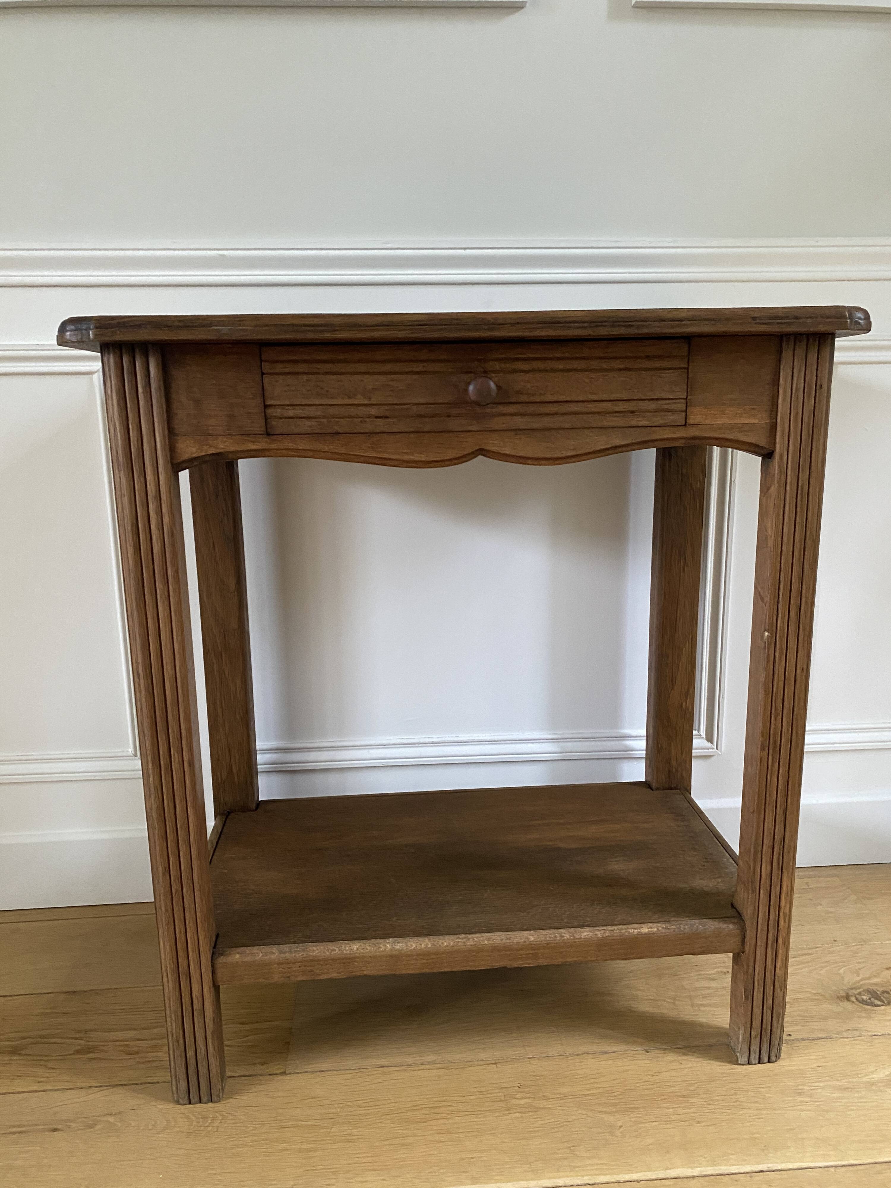 Console, meuble d'appoint vintage 1 tiroir, en bois massif