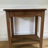 Console, Vintage side table with a drawer and a low shelf in solid wood