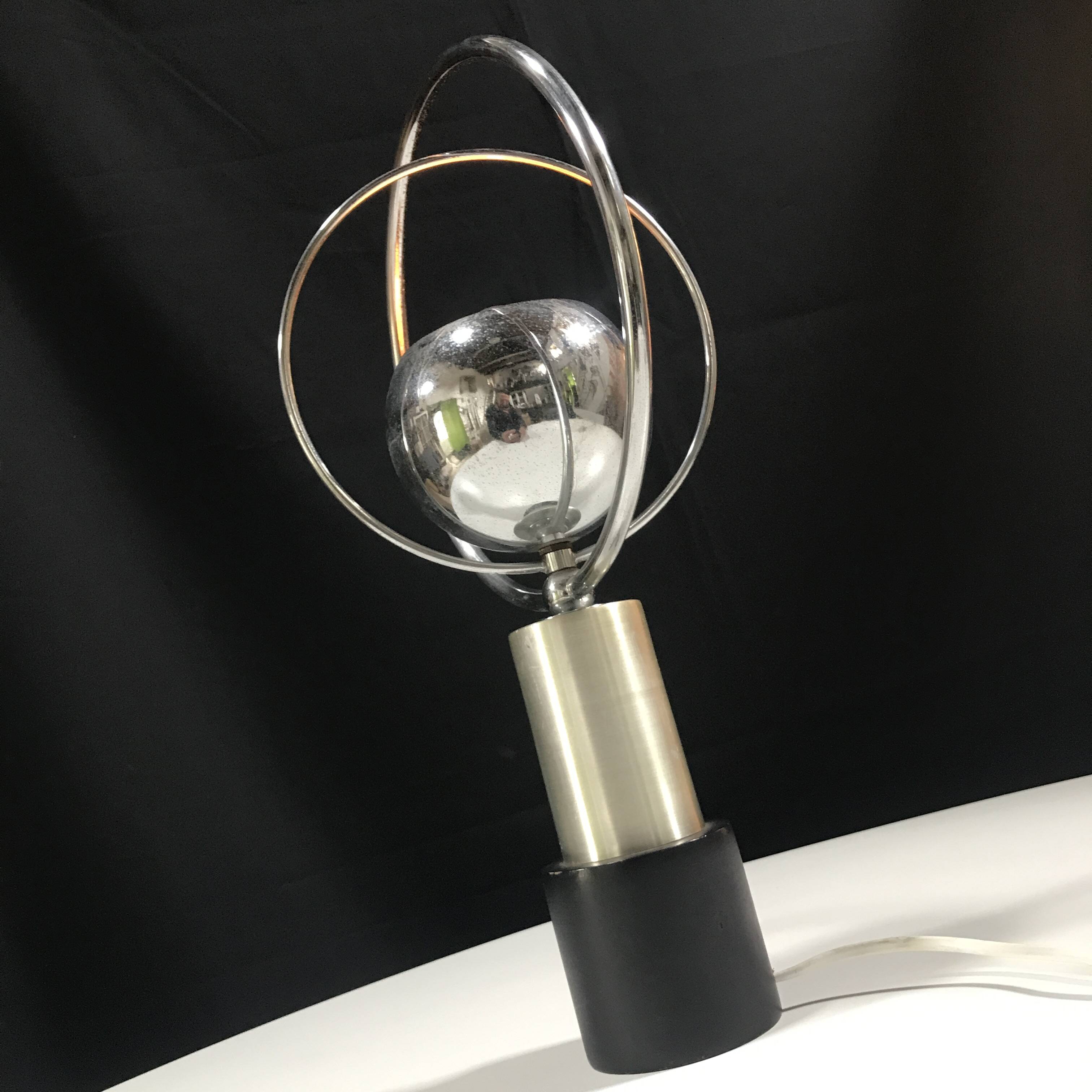 Vintage Table Lamp • Rings • Steel/Wood • Space Age • 1970