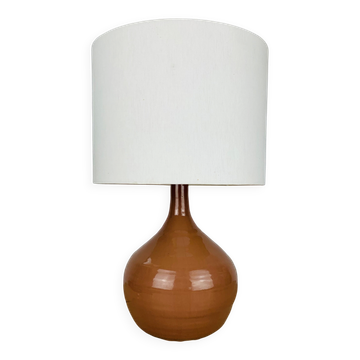 Lampe figue céramique, années 50, grès couleur ocre