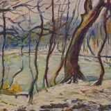 Oil on canvas - wooded landscape