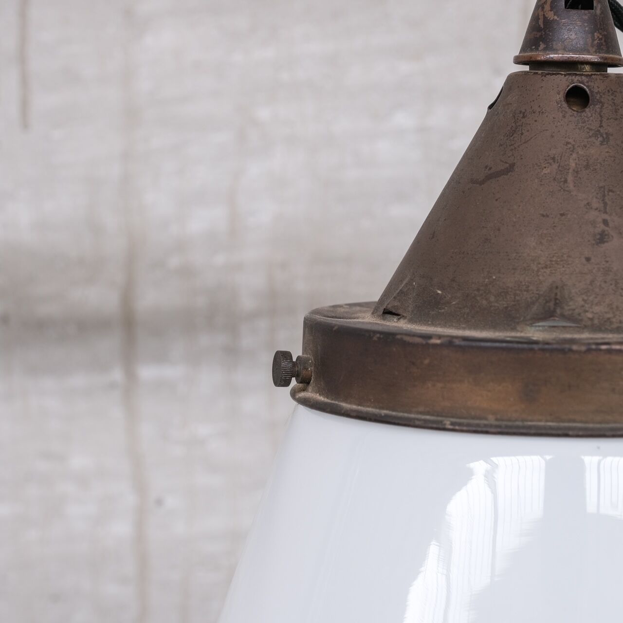 Mid-century opaline conical pendant light