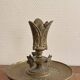 Bronze Carved Floral Lotus Flower Table Candle Holder Neo-Gothic Art Nouveau