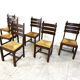 Vintage oak and wicker brutalist dining chairs, 1960s