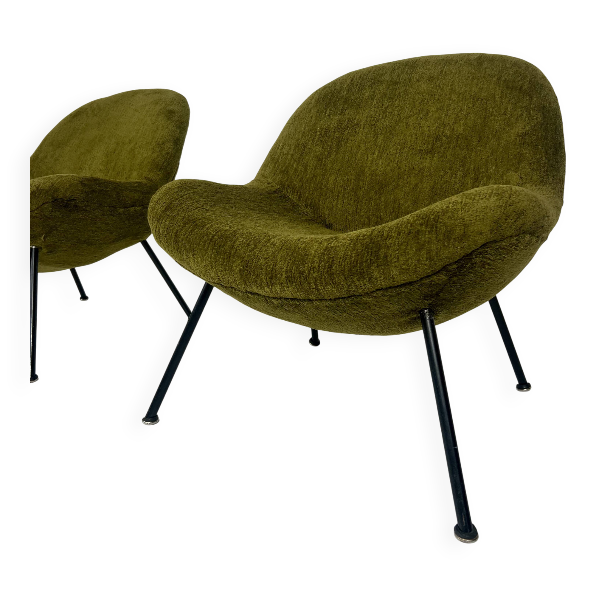 Paire de fauteuils "Egg" par Fritz Neth, années 1950, nouvelle tapisserie