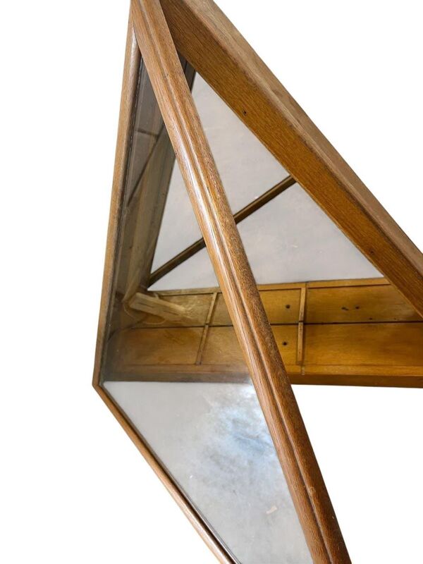 Vitrine/étagère murale vintage peu profonde avec fond miroir