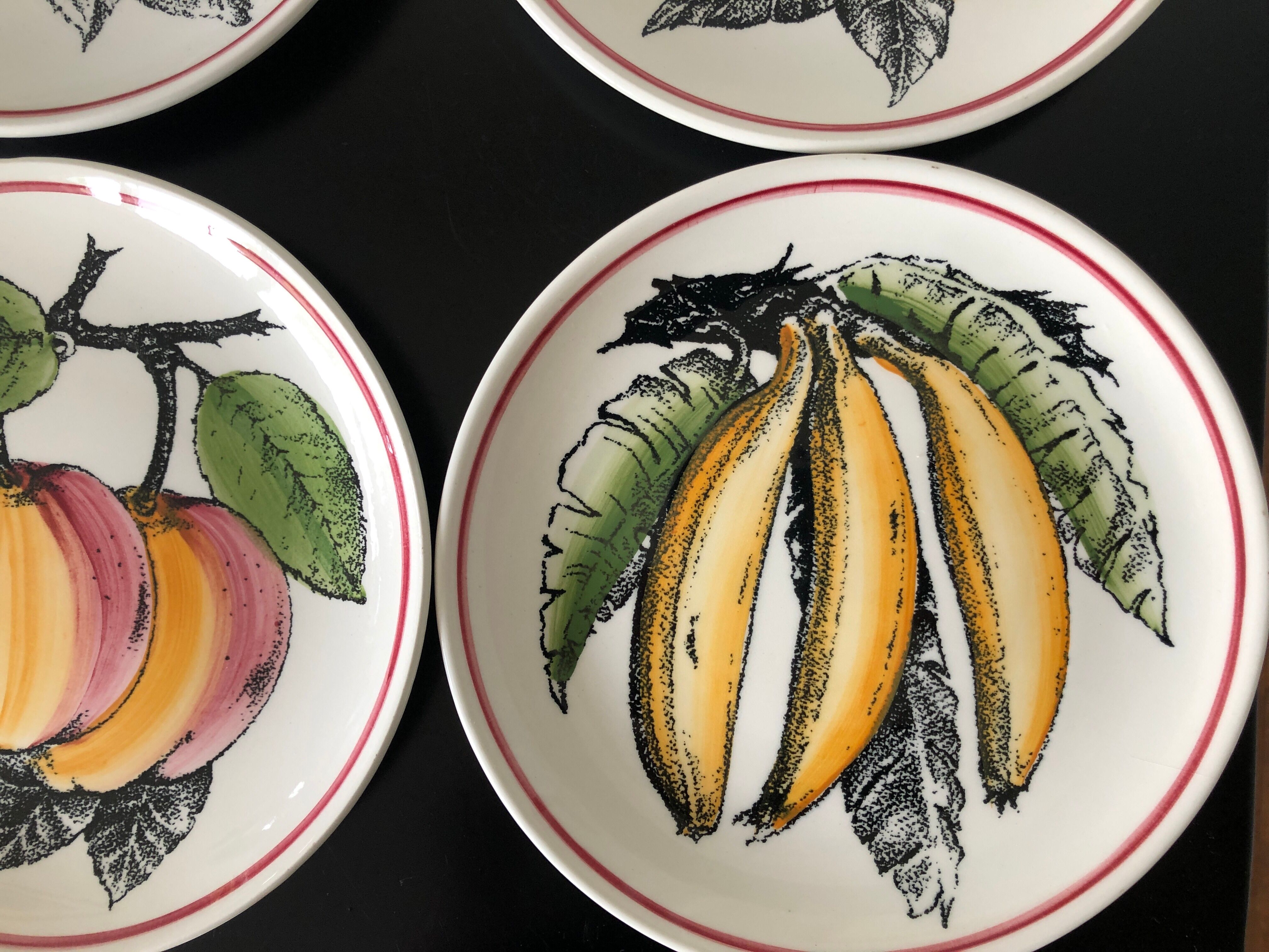 6 dessert plates fruit earthenware from Gien Cordon Rouge