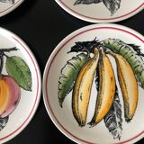 6 dessert plates fruit earthenware from Gien Cordon Rouge