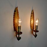Pair of "leaf" wall lights by Ferro Arte, Spain, 1960