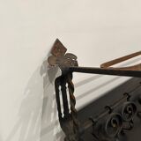 Large antique wall coat rack in wrought iron