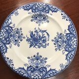 Set of 8 Longwy blue dessert plates
