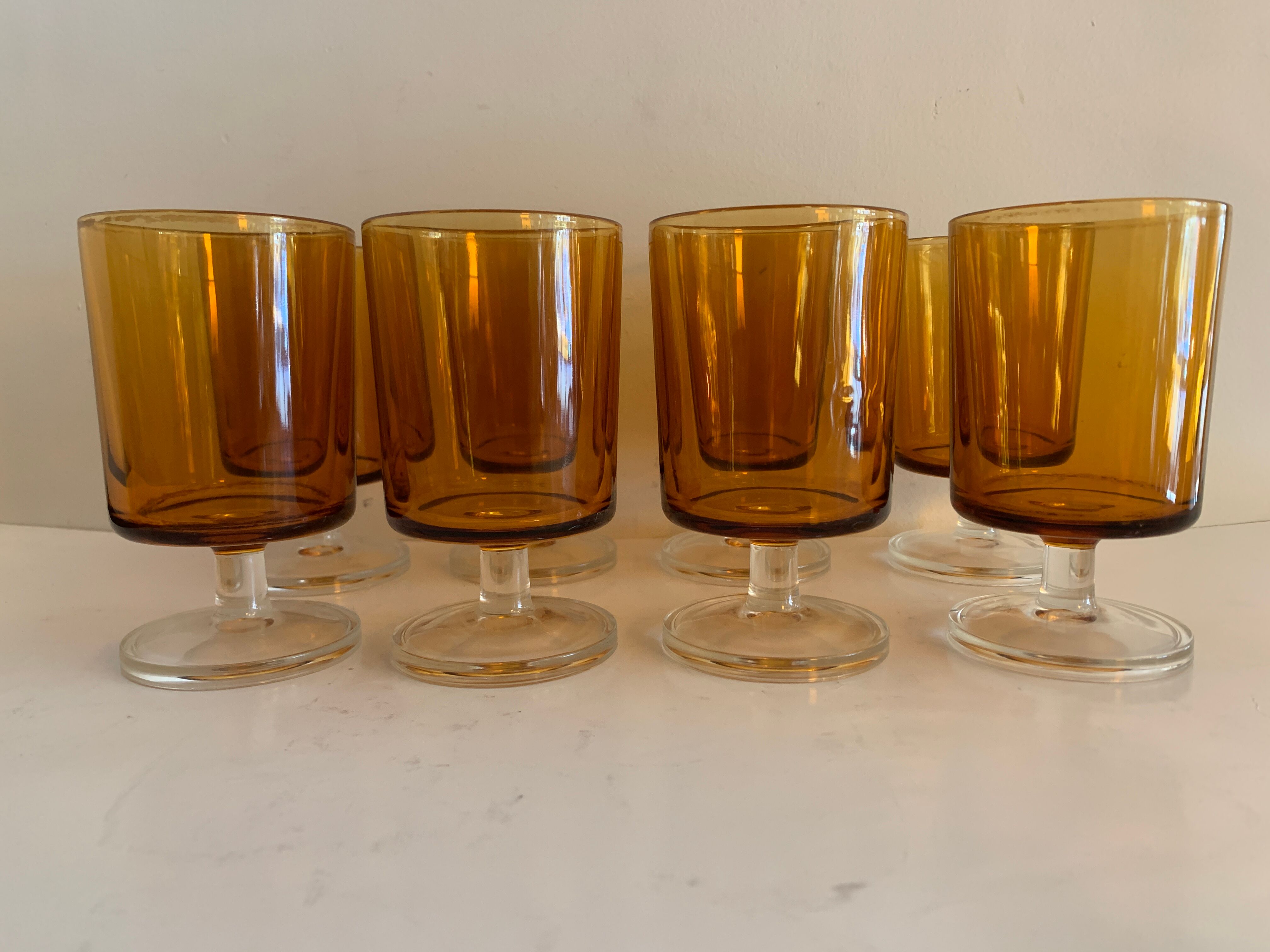 8 orange-yellow glasses Luminarc France