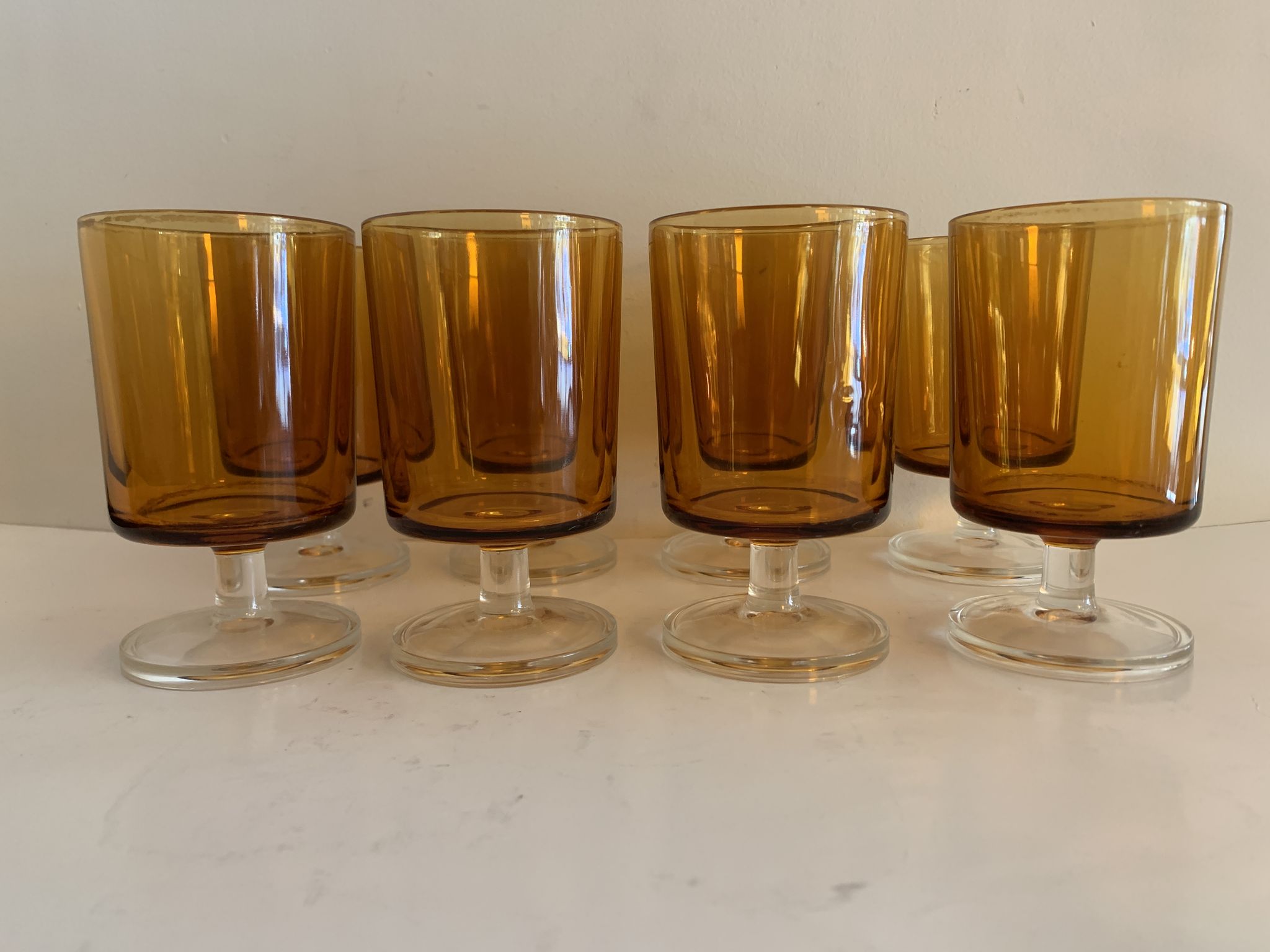 8 orange-yellow glasses Luminarc France