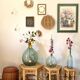 Set of three vintage rattan side tables.