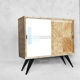 Mid-century Tall Vintage Ash Cabinet with Hand-painted Pattern, 1960s