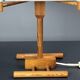 Midcentury Scandinavian pine table lamp with square fabric shade, 1970s