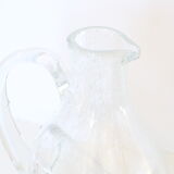 Bubbled glass pitcher with ice tank, handcrafted, French vintag manufacturing
