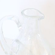 Bubbled glass pitcher with ice tank, handcrafted, French vintag manufacturing