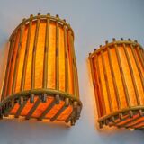 Pair of rattan wall lights, France, 1960