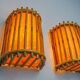 Pair of rattan wall lights, France, 1960