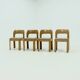 Set of 4 sculptural dining chairs in light oak, 1970s