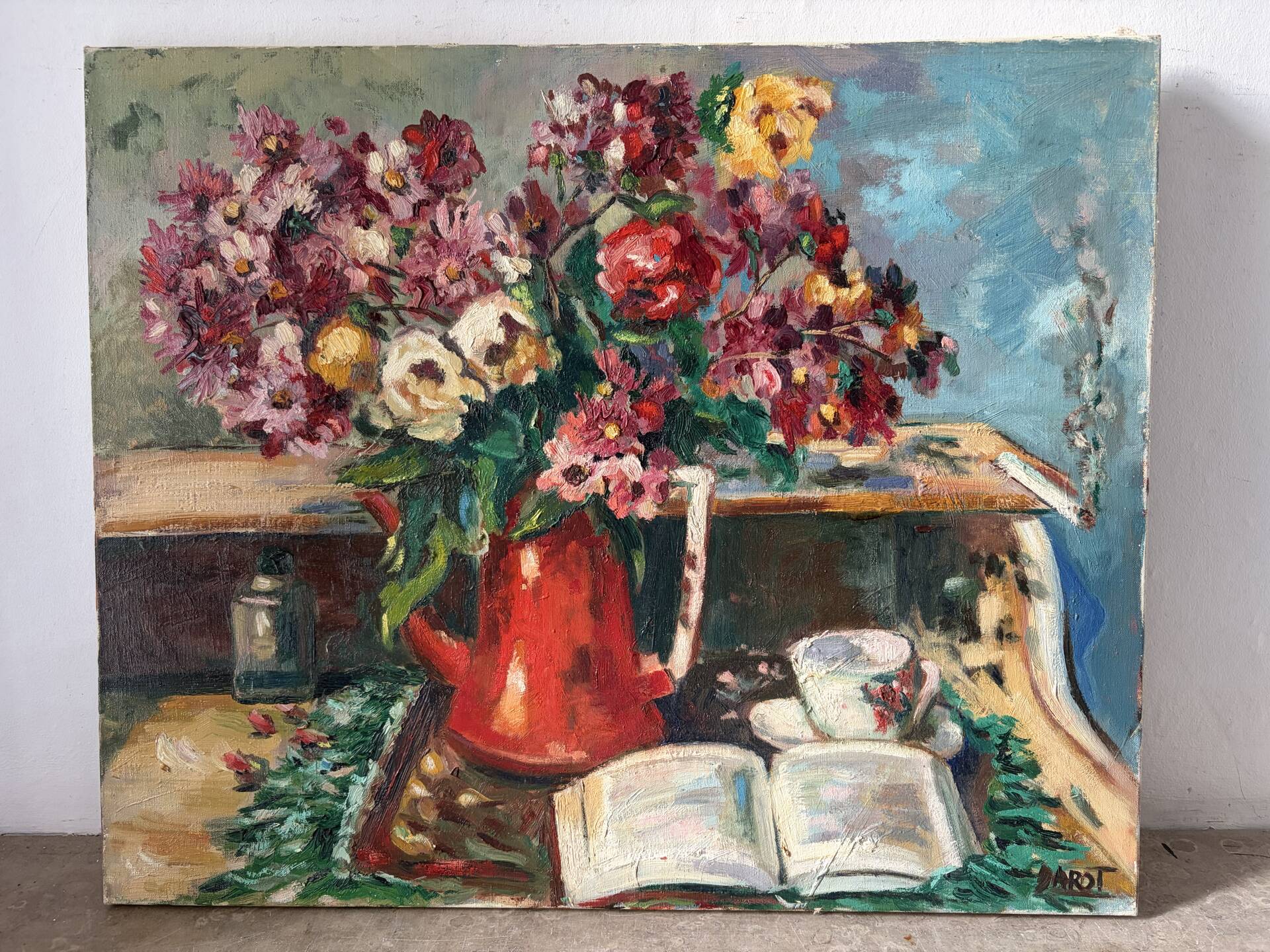 Afternoon bouquet, still life, oil on canvas signed