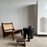 Monoxyl sofa end in black mango tree tripod half-sphere tray h:45 d:44