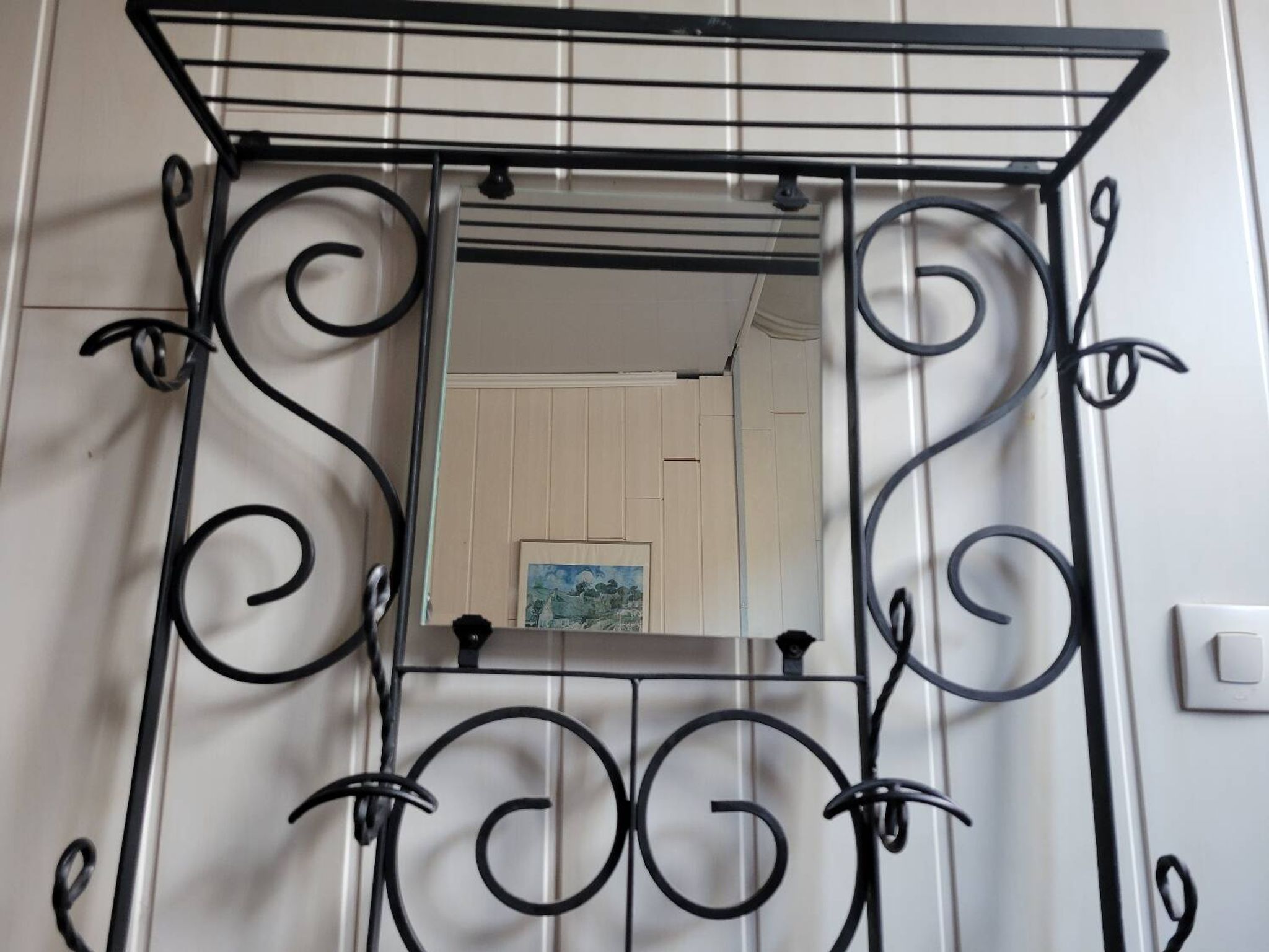 Wrought iron coat and hat rack, 1960s