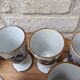 Old coffee service with 6 mazagrans and coffee pot with blue floral decoration