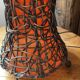 Large mushroom lamp in woven rattan