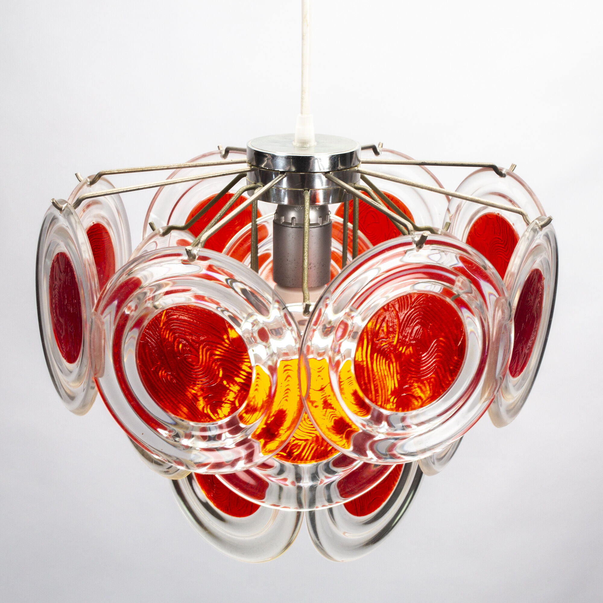 Red/orange Murano disc chandelier by Gino Vistosi