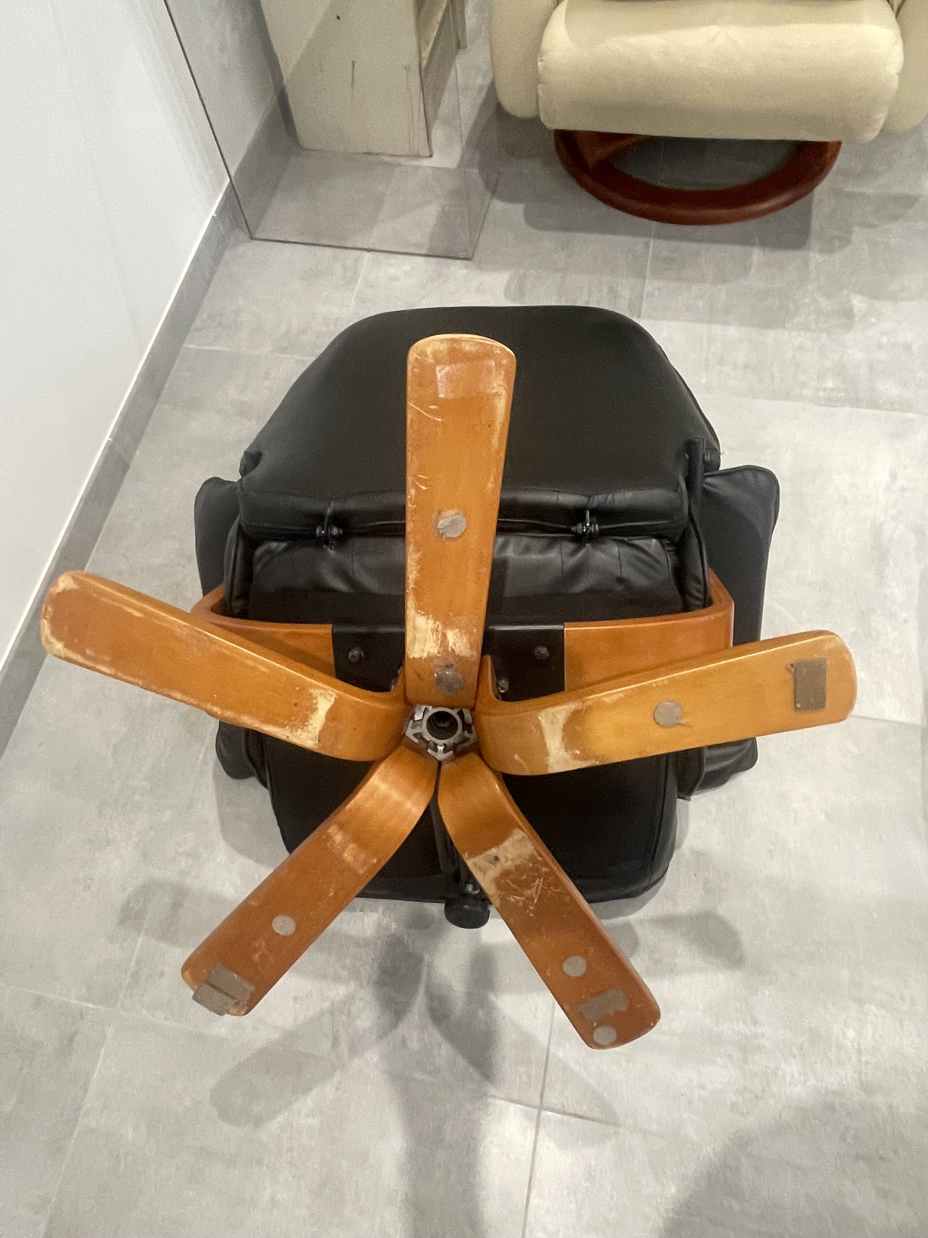 Vintage leather armchair, relaxing