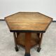 Hexagonal table with six legs in Secession style bordered with brass, attributed to Adolf Loos.