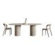Oval Travertine Dining Table - Fluted Legs