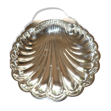 Plat coquille en métal argenté estampillé Fleuron