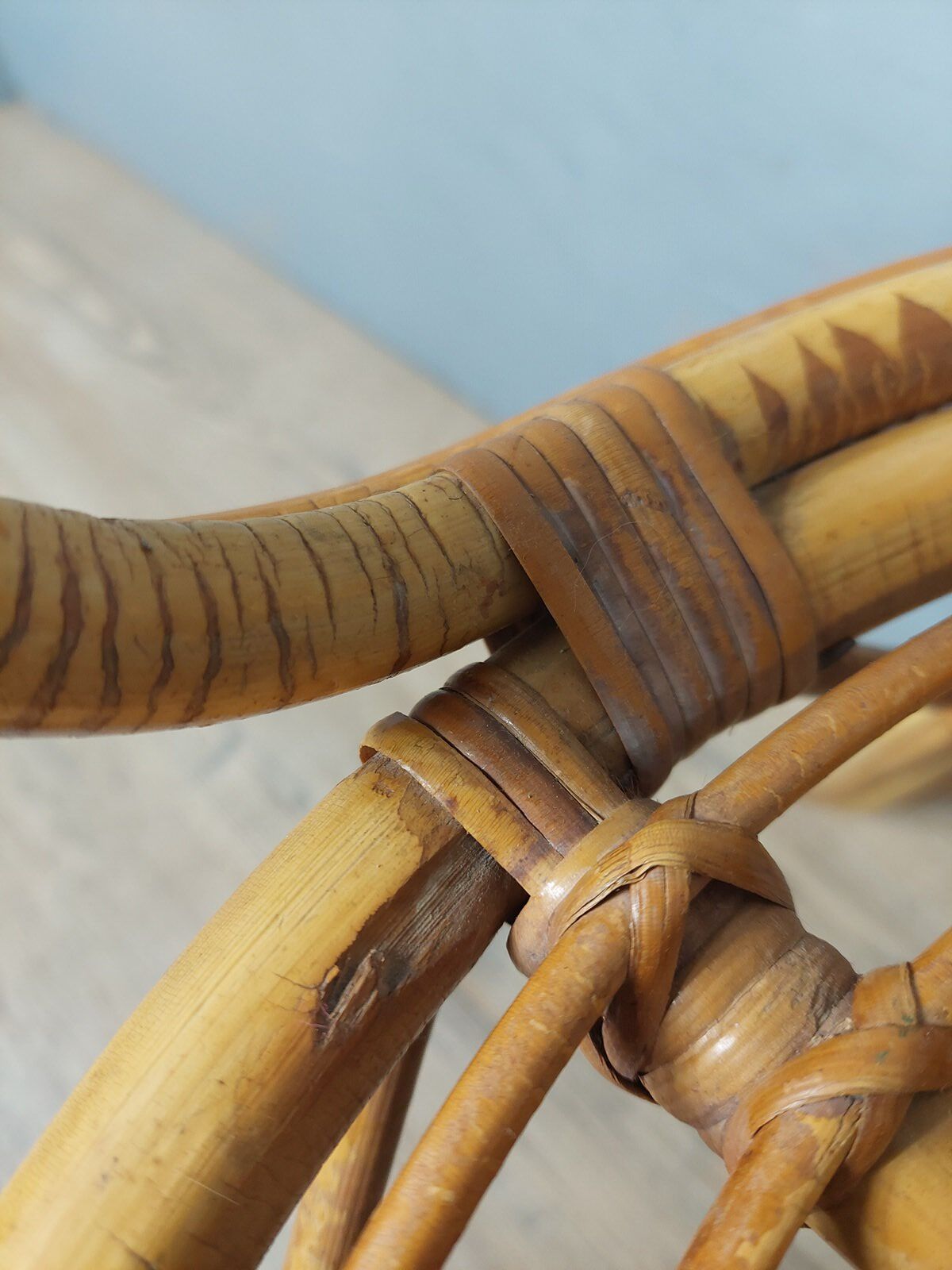 Vintage bamboo and rattan armchair