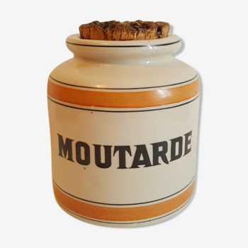 Old mustard pot with its cork in glazed stoneware LML vintage