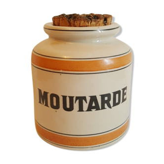 Old mustard pot with its cork in glazed stoneware LML vintage