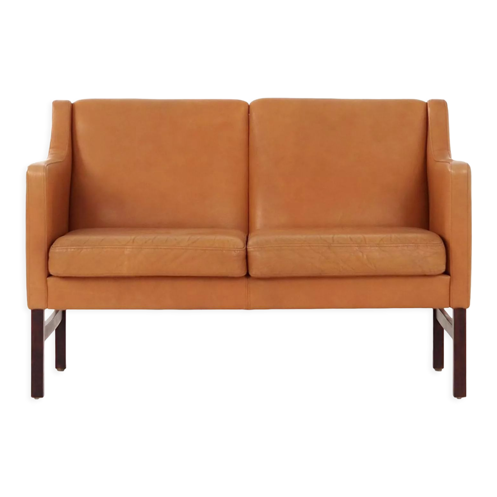 Leather two-seater sofa, 70s Scandinavian design
