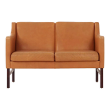Leather two-seater sofa, 70s Scandinavian design