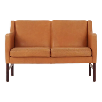 Leather two-seater sofa, 70s Scandinavian design