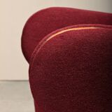 Paire de fauteuils Art déco d'ébéniste danois, revêtus de tissu de laine bordeaux